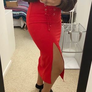 Red Express midi skirt